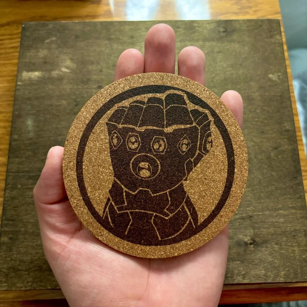 Thanos Infinity Gauntlet Laser Engraved Cork Coaster